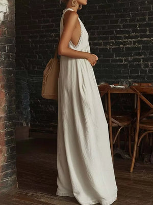 100% polyester Care instructions: Machine wash cold jumpsuit in White with loose silhouette