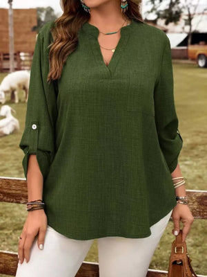 100% polyester Care instructions: Machine wash cold blouse in Wine Red with relaxed silhouette