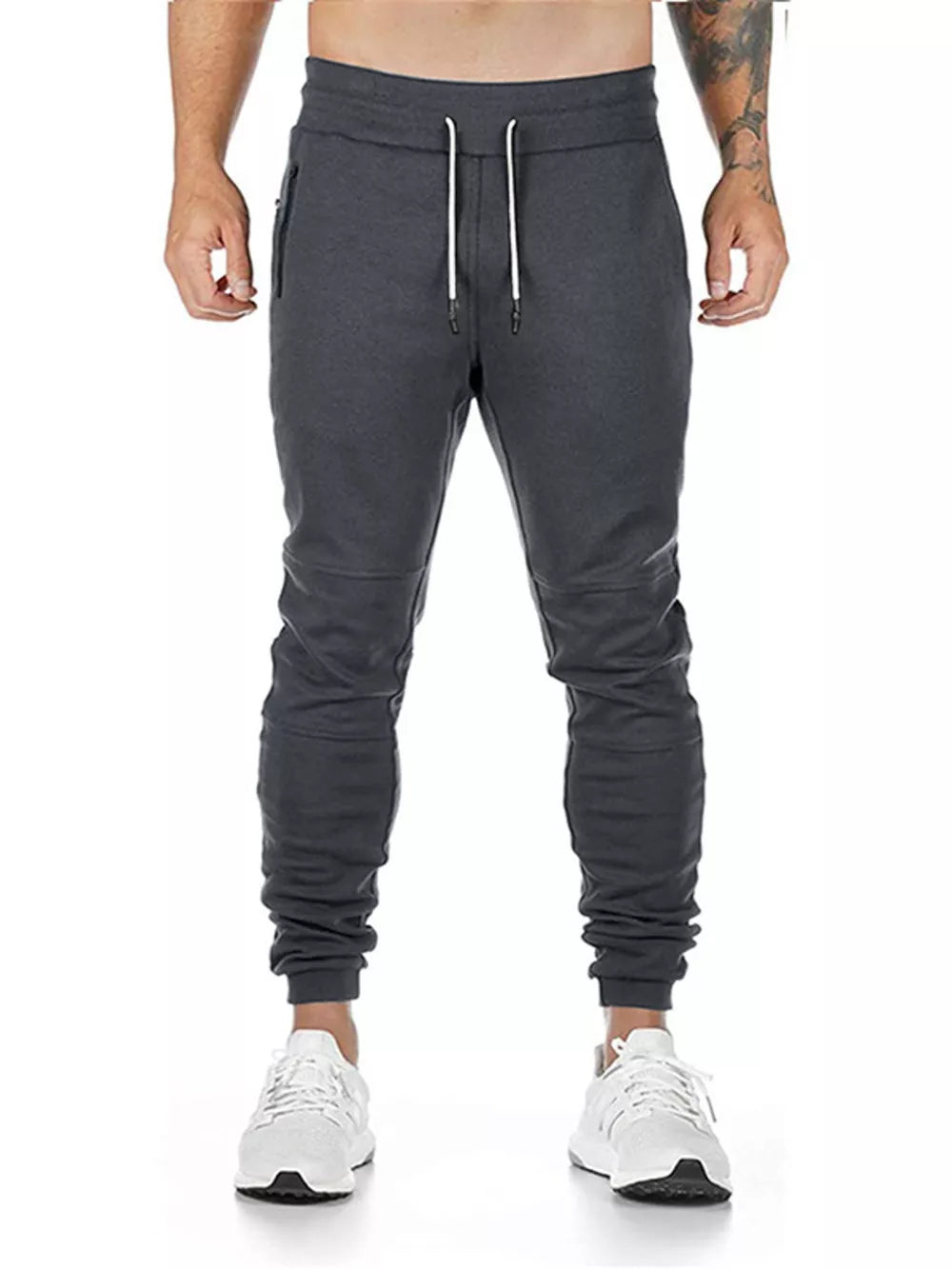 Grey with Men's Drawstring Slim Fit Joggers