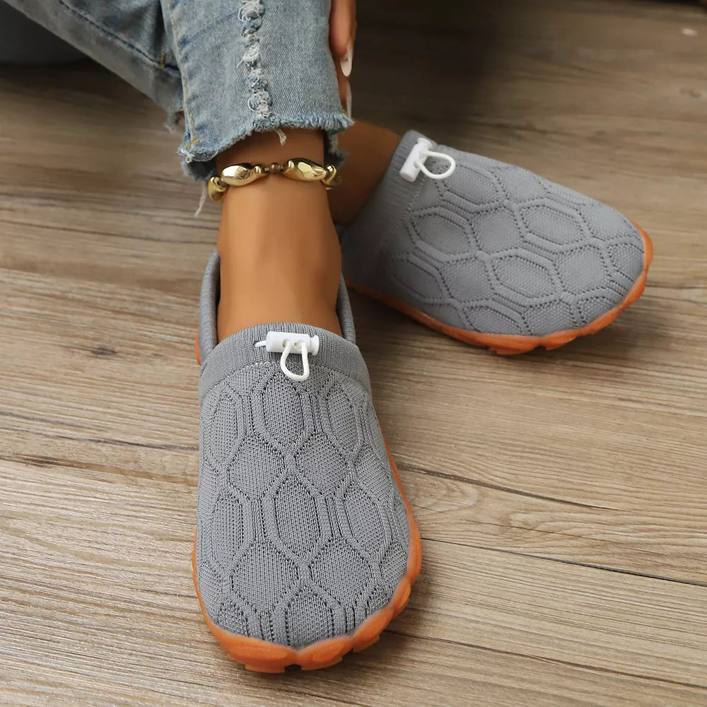 Round Toe Drawstring Slip-ons in rust brown with round toe