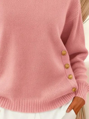red relaxed pullover sweater with collared