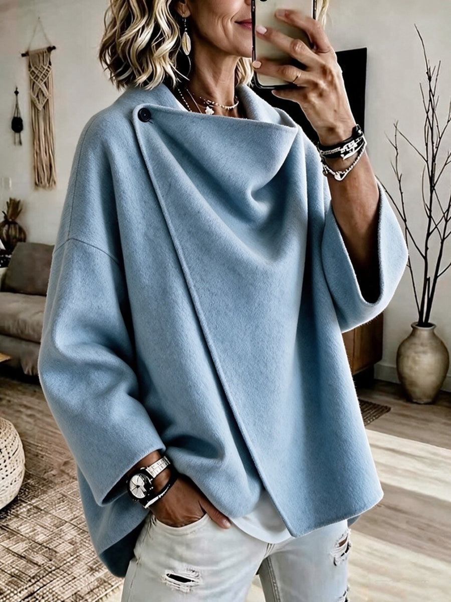 modern cape in Green with cowl neck