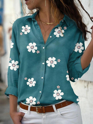 denim blue button-down shirt with stretch and rolled sleeve