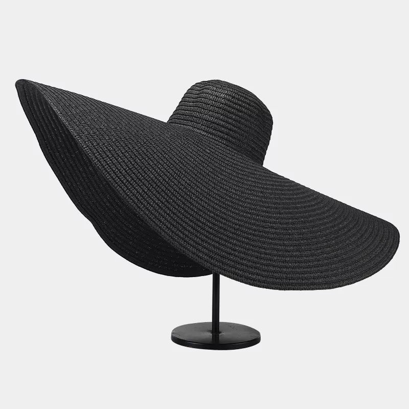 hat in black featuring wide brim and oversized fit