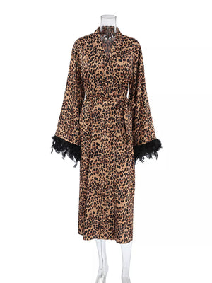 glam robe in brown with deep v-neck