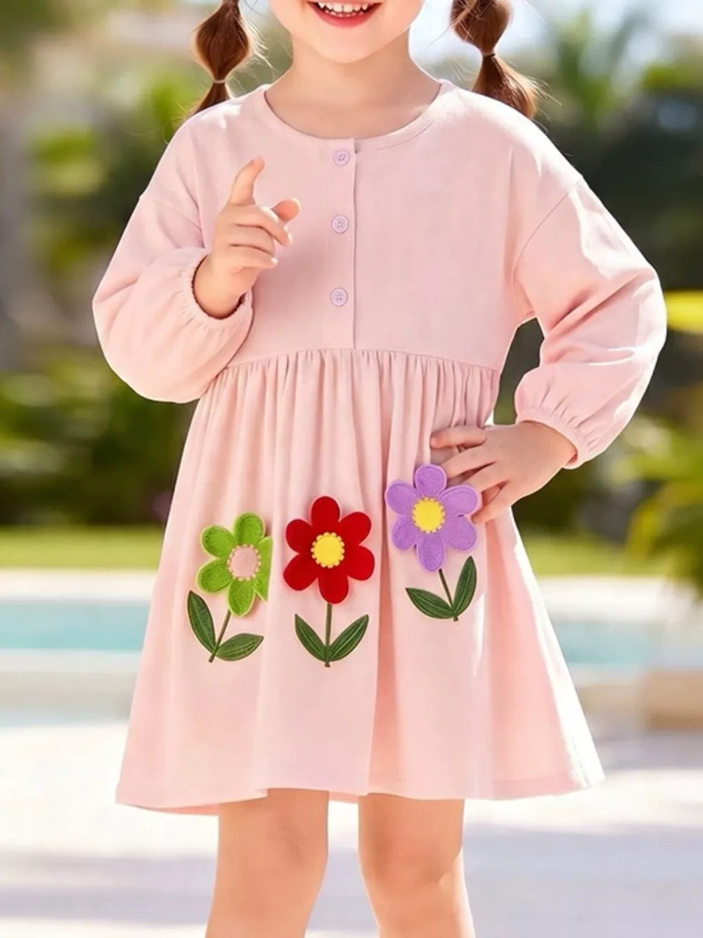 95%polyester, 5%spandex Care instructions: Machine wash cold dress in blush pink with A-line silhouette