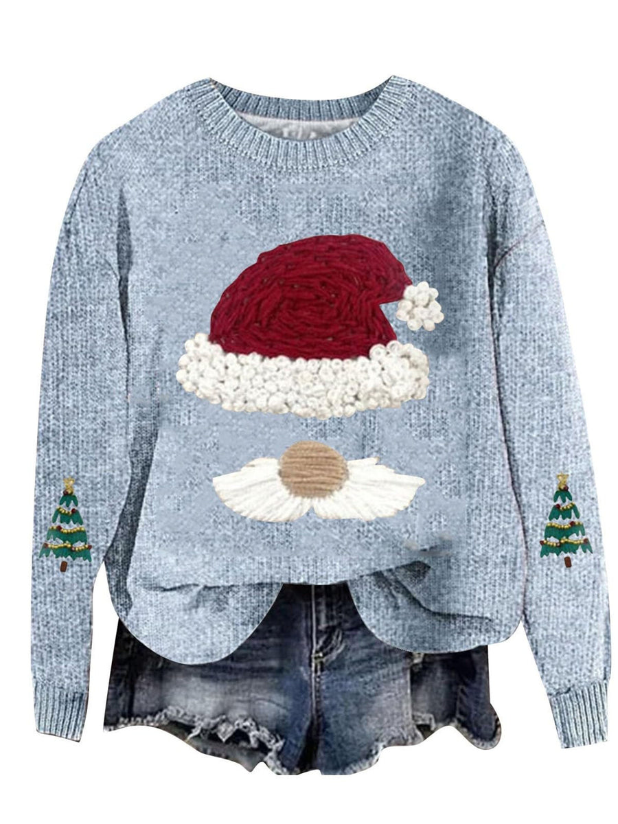 red relaxed pullover sweater with crew neck