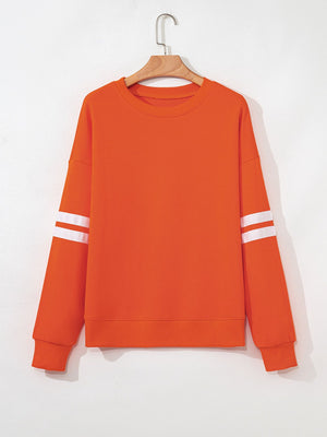 Orange sweatshirt with pullover and striped