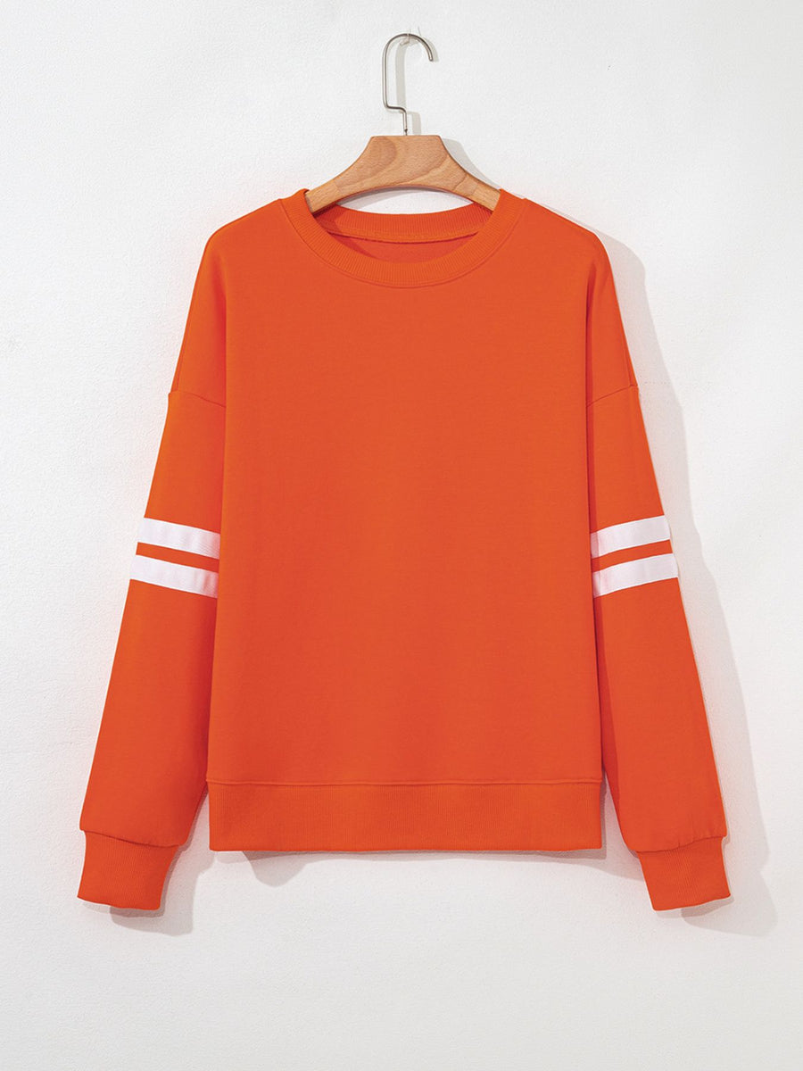 Orange sweatshirt with pullover and striped