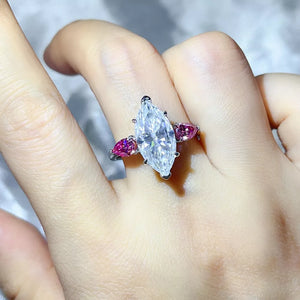 925 sterling silver,Moissanite Carat weight: 6ct Care instructions: Avoid wearin ring in Hot Pink with regular silhouette
