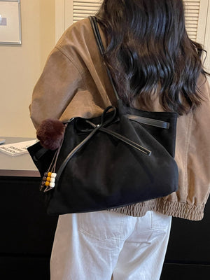 Bow Casual Tote Bag in Black