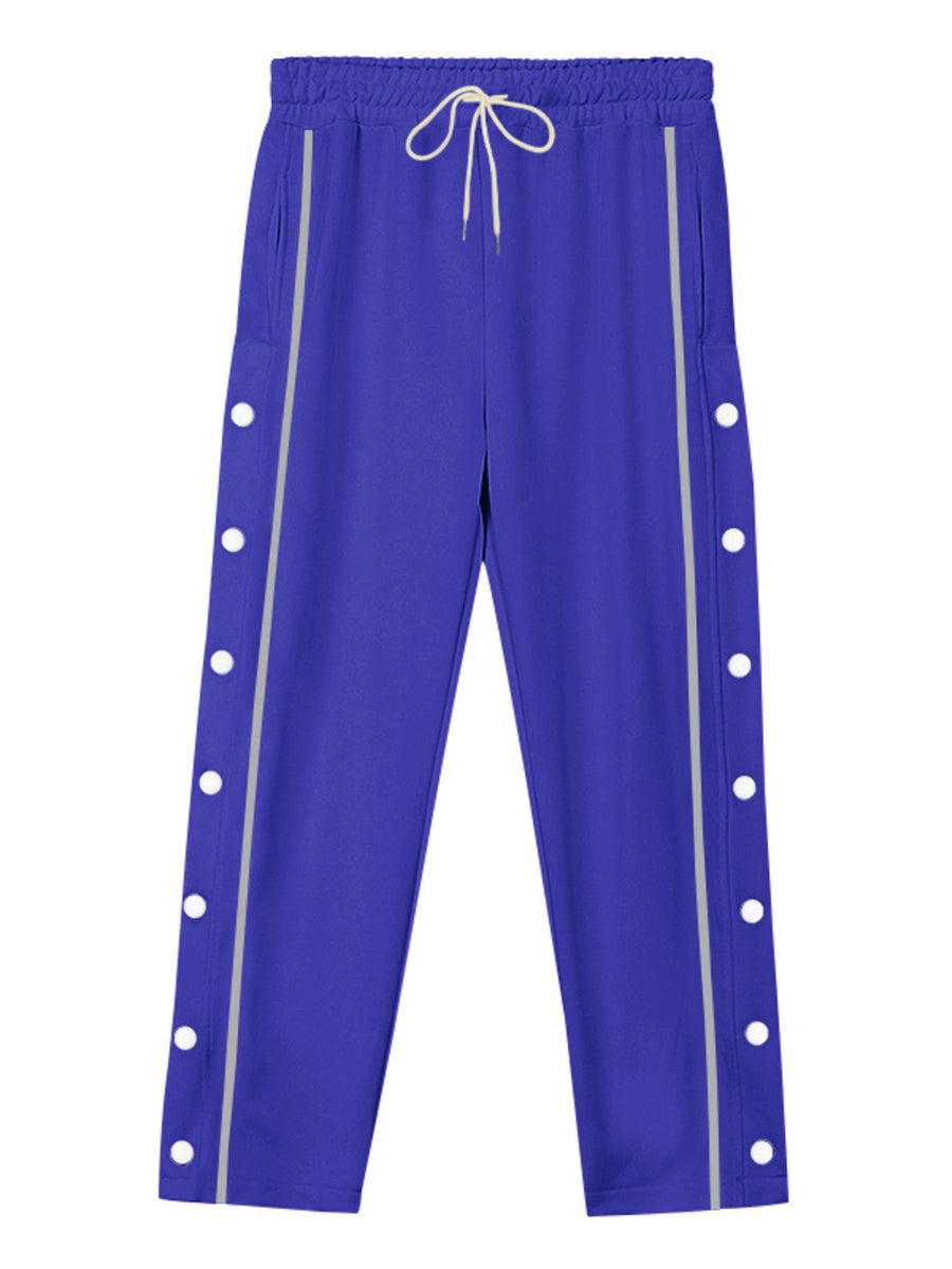 pants in Gray with side snap buttons and full-length