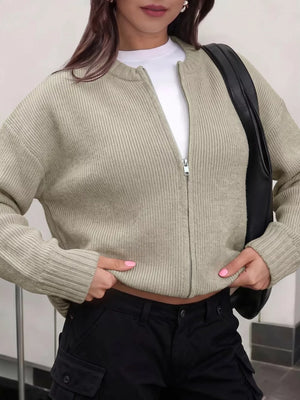 100% polyester Care instructions: Machine wash cold cardigan in beige with relaxed silhouette