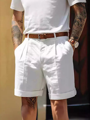 Dust Storm Men's Classic Pleated Full Size Shorts Plus Size