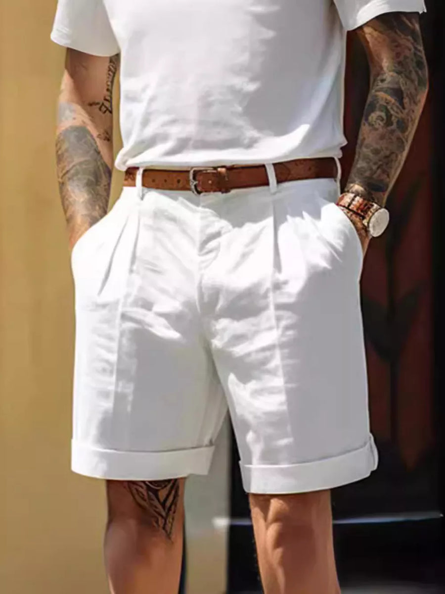 Dust Storm Men's Classic Pleated Full Size Shorts Plus Size