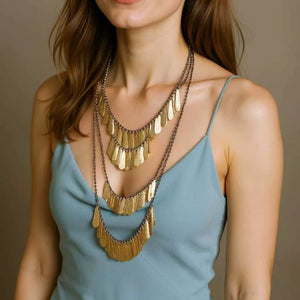 4-piece 18k Gold-plated Iron Tassel Necklace in gold
