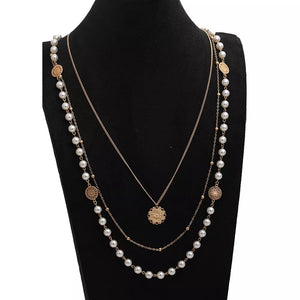 Multi-layered Pearl And 18k Gold-plated Necklace option 5