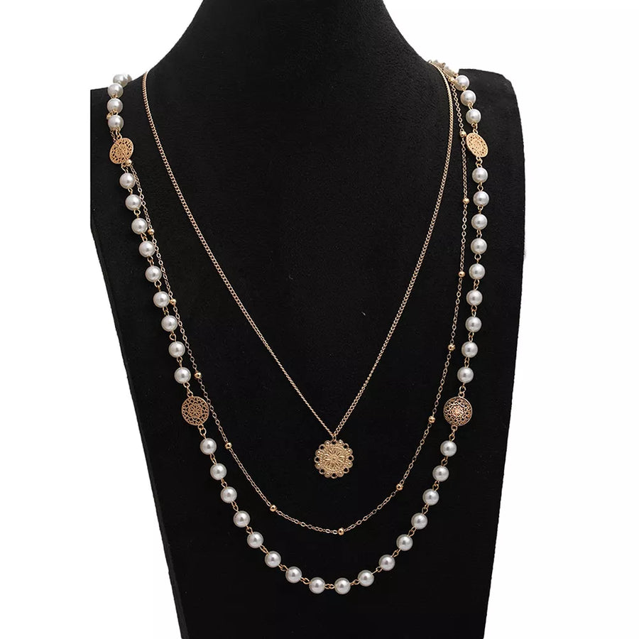 Multi-layered Pearl And 18k Gold-plated Necklace option 5