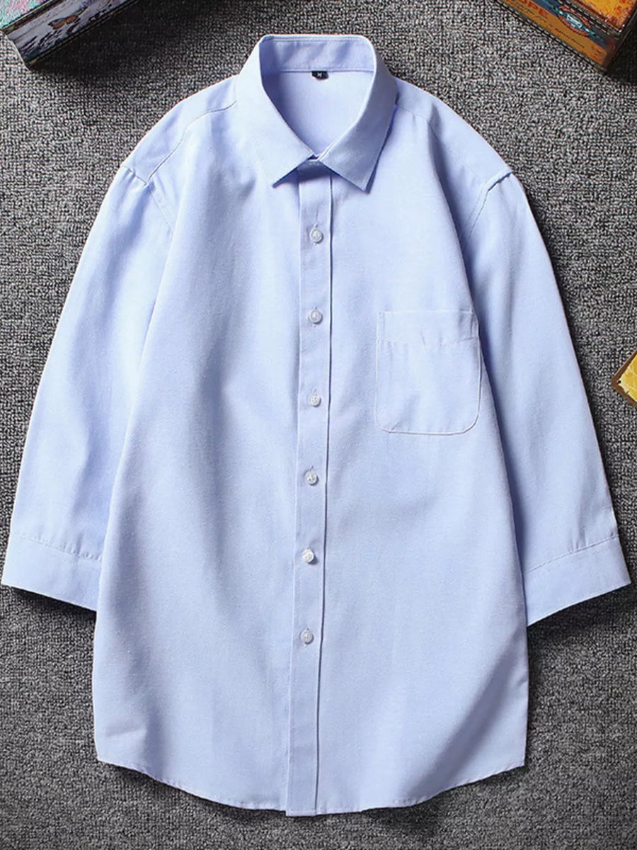 Grey Men's Plus Size Casual Button Up Shirt