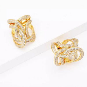 ring in clear with geometric and 18K gold-plated