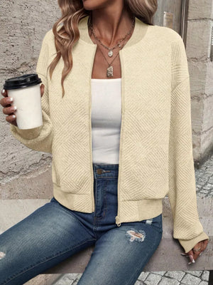 bomber jacket in White with chevron and pocketed