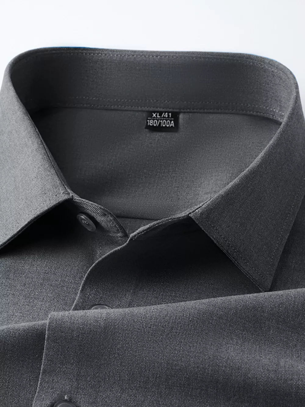 Dark Gray Refined Slim Fit Long Sleeve Men's Shirt with button-down detail