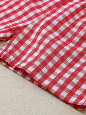 Baby gingham shorts with red and white check pattern