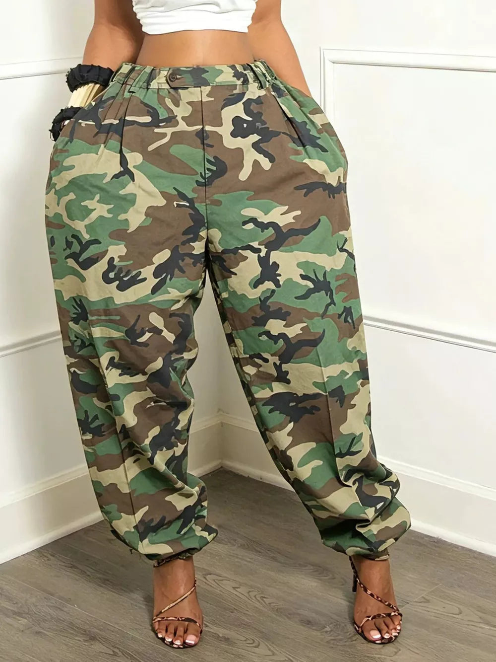 Camouflage Color, Camouflage Cargo Pants With Pockets in Camouflage Color