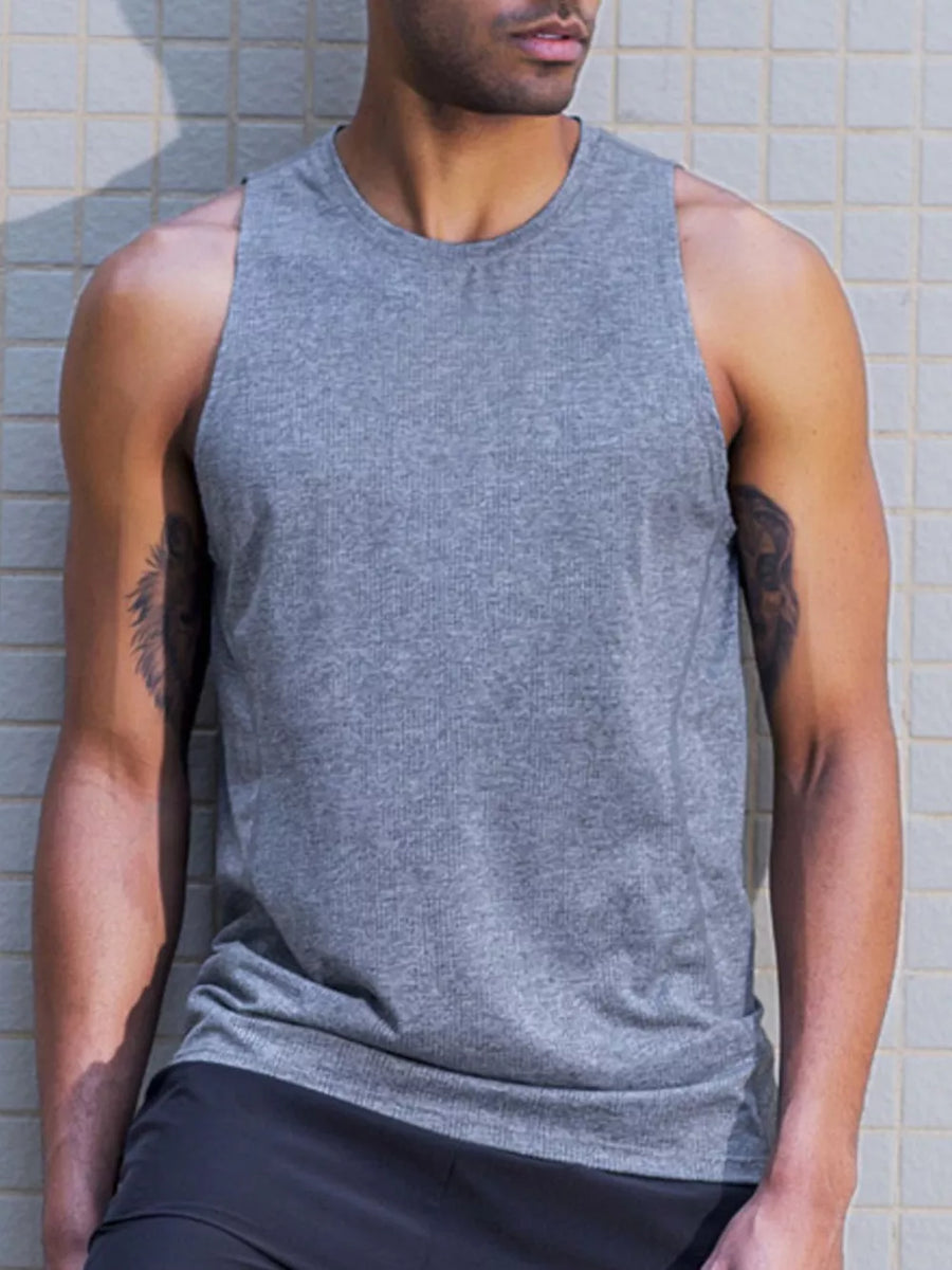 White Men's Breathable Athletic Tank Top Plus Size