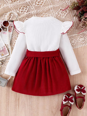 Children's Bow Long Sleeve Top And Skirt Set option 5