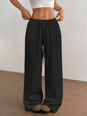 Wide-leg Drawstring Cotton Pants, view 20
