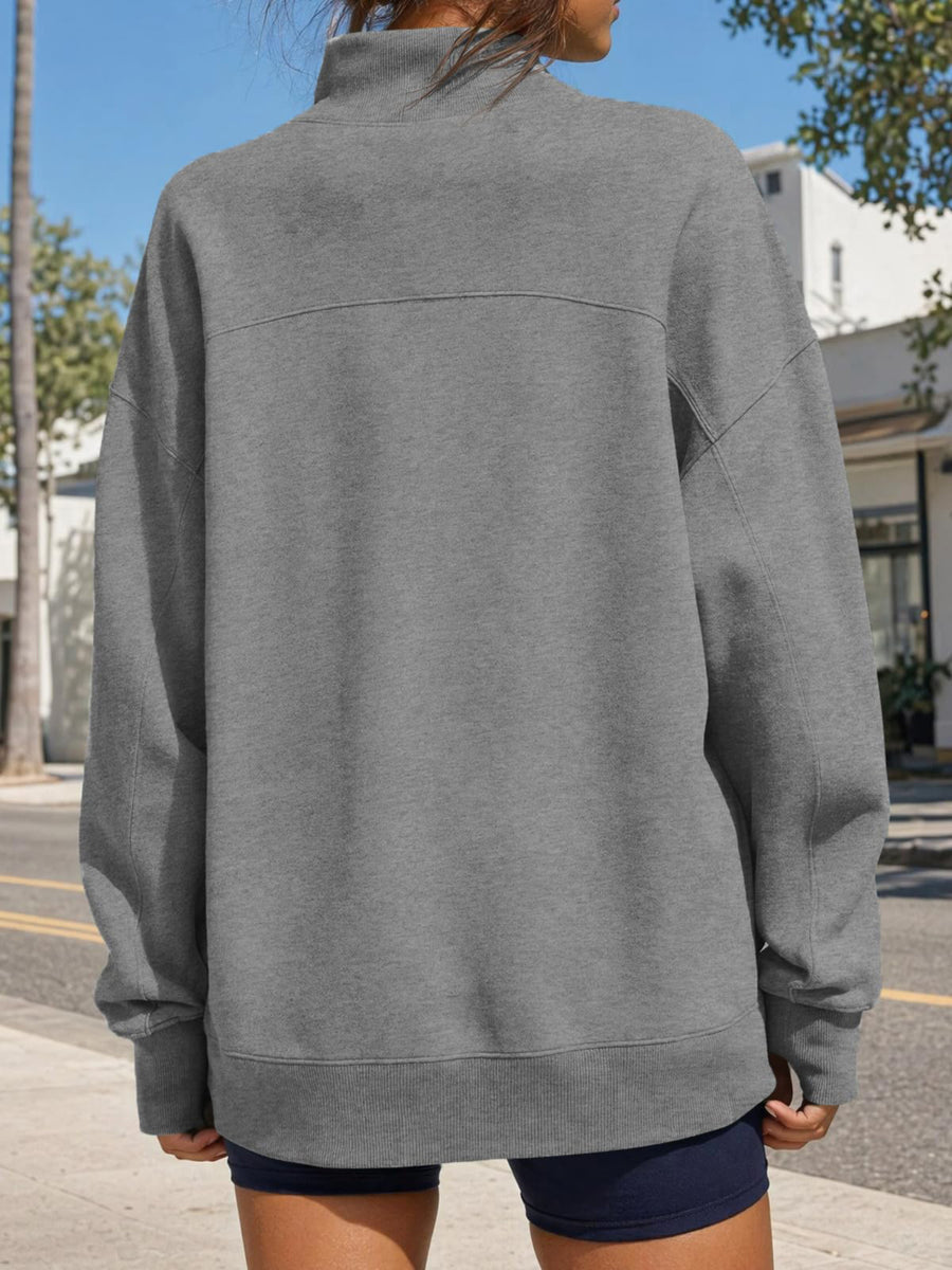 Turtleneck Mock Neck Oversized Sweatshirt in White