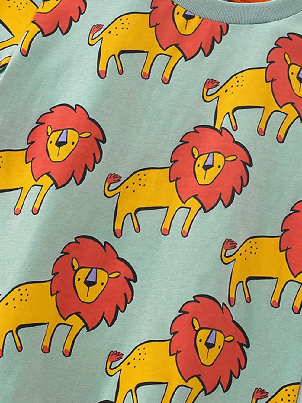 Toddler underwear set with allover yellow lion graphic on light blue cotton blend fabric.
