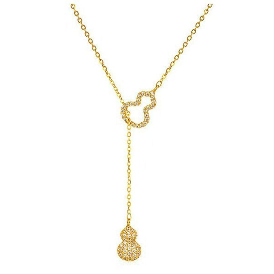 Gold double gourd pendant necklace with zircon details