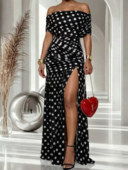 100% polyester Care instructions: Machine wash cold maxi dress in Black with fitted silhouette