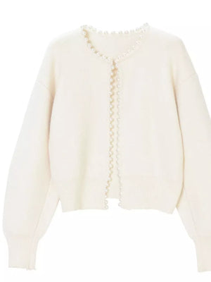 Pearl Trimmed Open Front Cardigan option 7