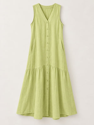 Purple midi dress with midi and button-front