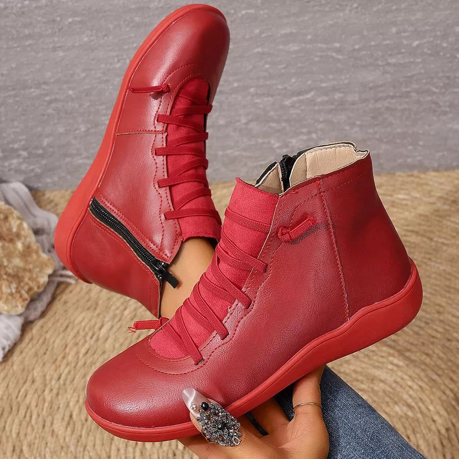 ankle boots in Green with lace-up and ankle-length