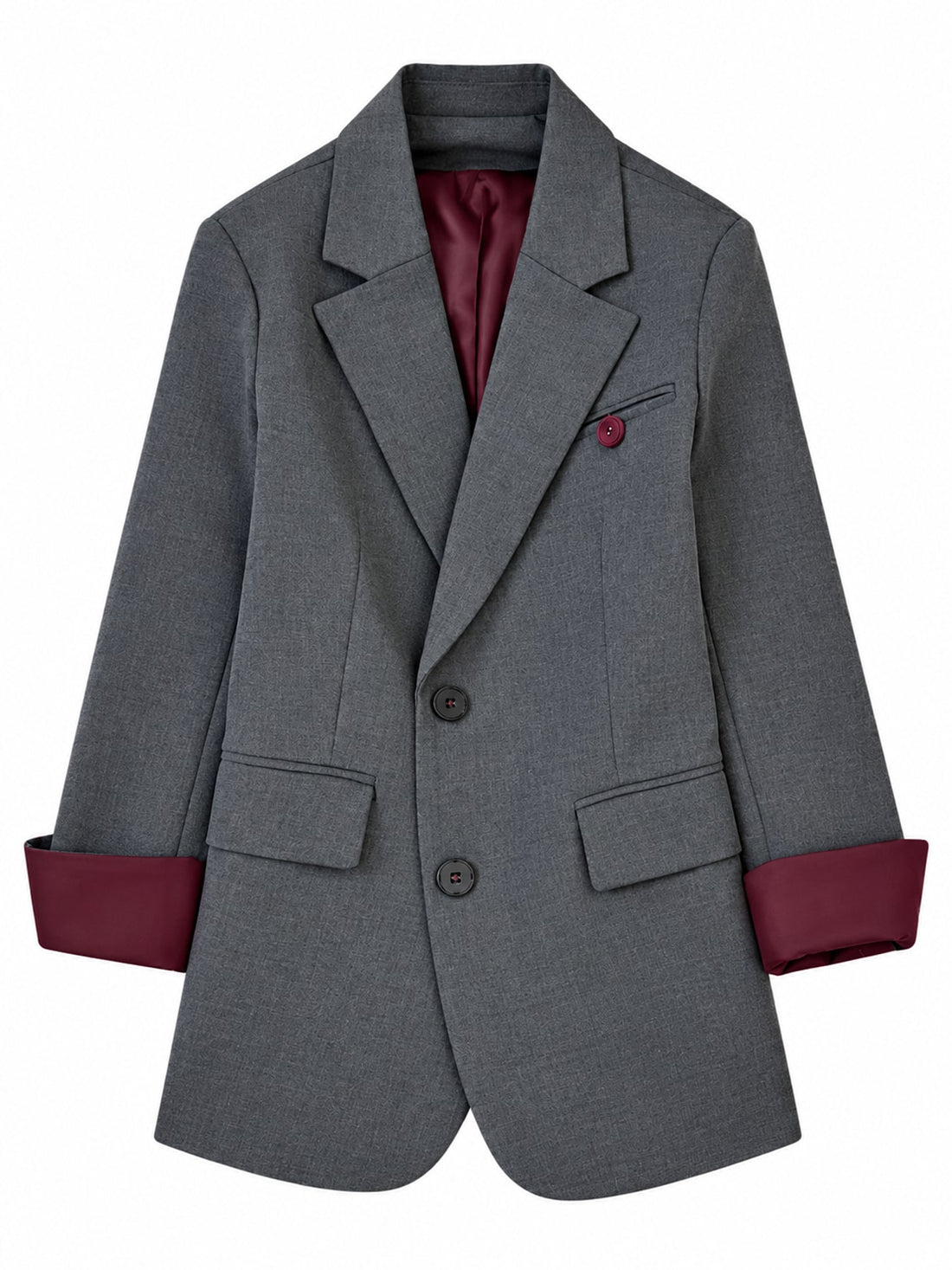 blazer in charcoal gray featuring pocketed and regular fit