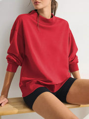 sweatshirt in Coffee Brown with stretch and hip-length