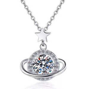 silver necklace with collarbone length and lobster clasp