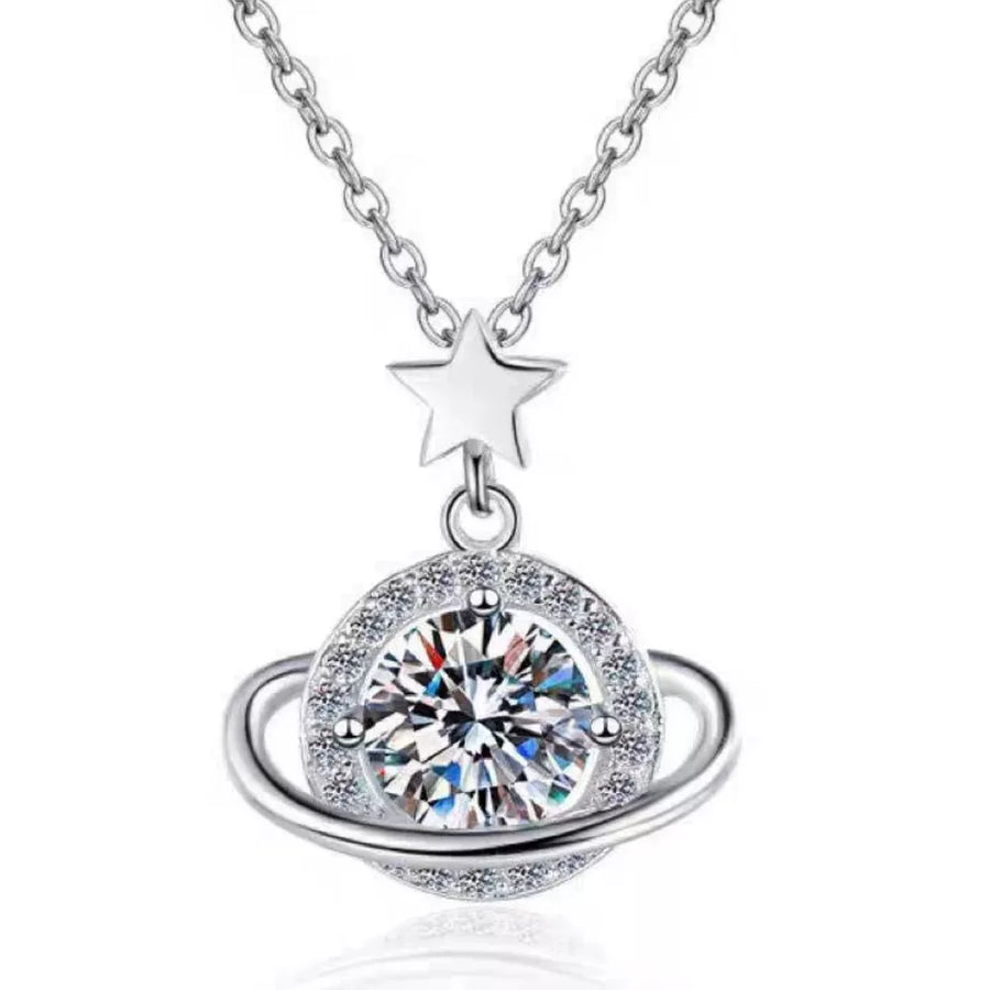 silver necklace with collarbone length and lobster clasp