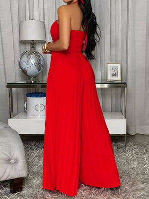 glam jumpsuit in Red with halter