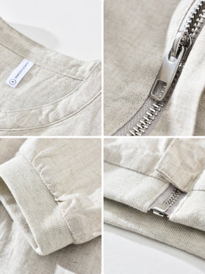 75% Lyocell, 25% Linen Care instructions: Machine wash cold bomber jacket in Pickled Gray with regular silhouette