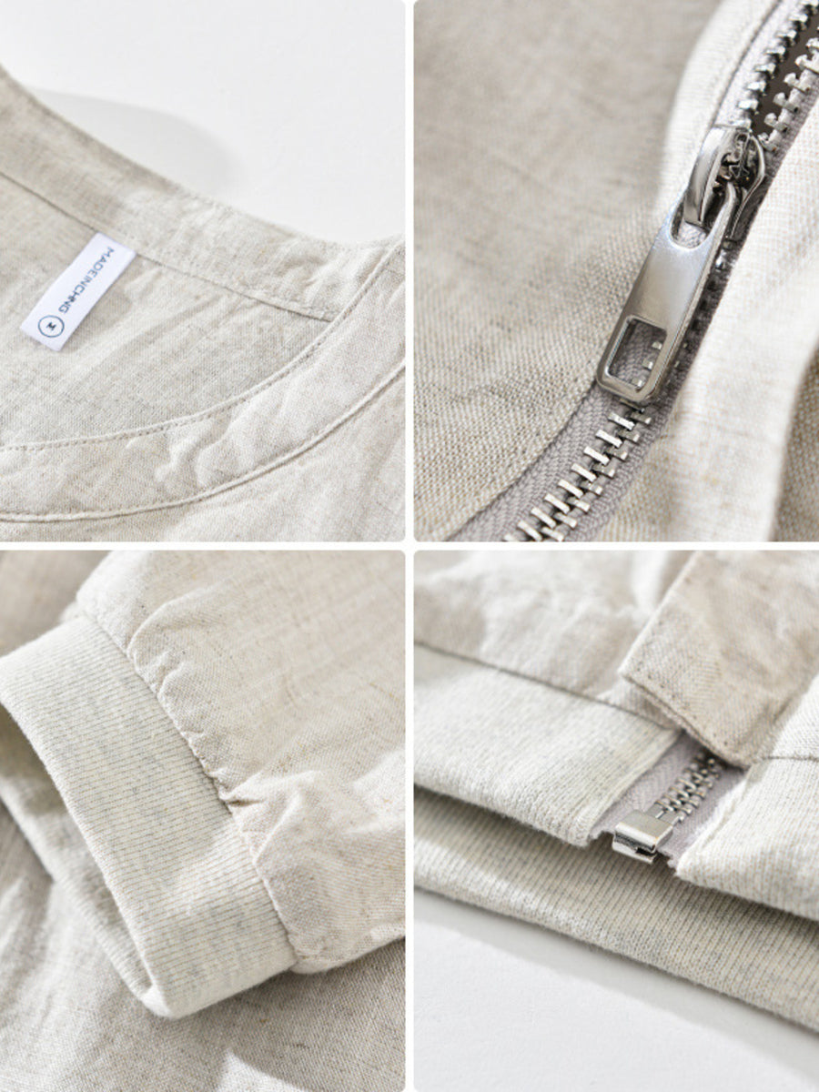 75% Lyocell, 25% Linen Care instructions: Machine wash cold bomber jacket in Pickled Gray with regular silhouette