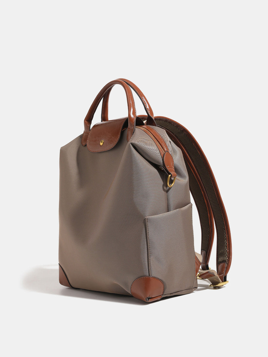 Nylon,Faux leather Imported Size &amp backpack in brown with structured silhouette