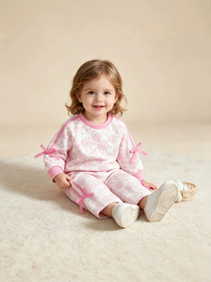lounge set in lavender with floral and tied