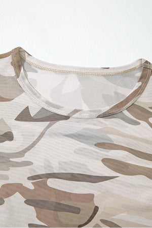 Western Camo Print Mesh Long Sleeve Top option 6