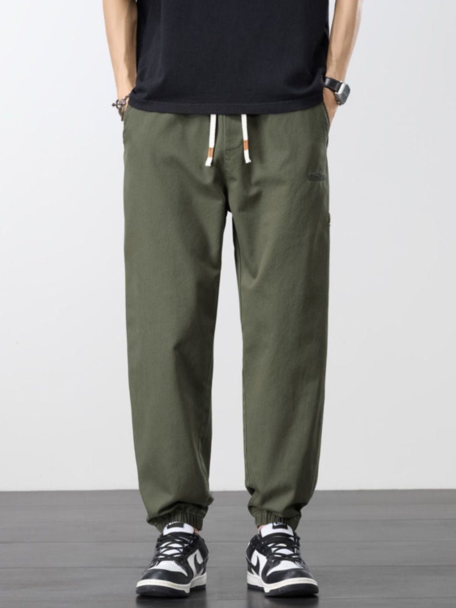 Army Green joggers with full-length and drawstring