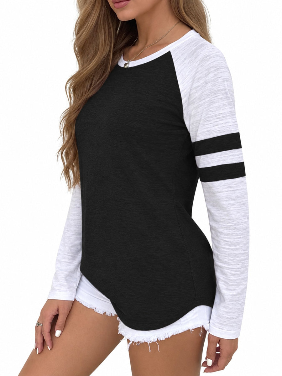 t-shirt in Red with color-block and raglan sleeve